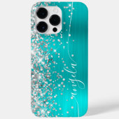 Türkisblau und Silberglanz Glittery Glam Signature Case-Mate iPhone Hülle (Rückseite)