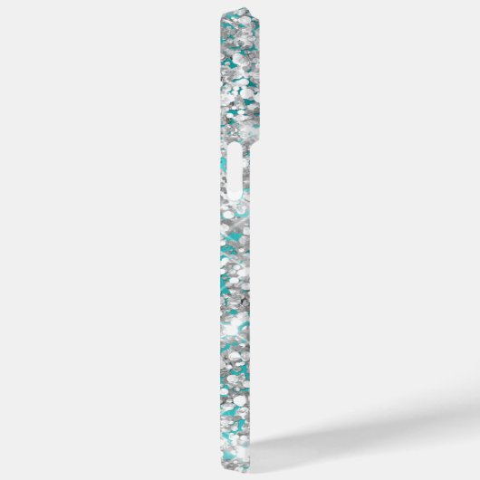 Türkisblau und Silberglanz Glittery Glam Signature Case-Mate iPhone Hülle (Rückseite / Rechts)