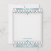 Türkisblau und Silver Diamond Quinceñera Einladung (Rückseite)