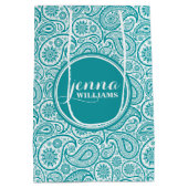 Türkisblau und Vintages Weiß Mittlere Geschenktüte (Rückseite)