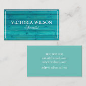 Türkisblau und weiß aus hellem Holz Visitenkarte (Vorne/Hinten)