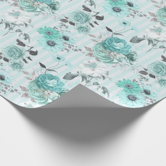 Türkisblau und Weiß Jeder Anlass Geschenkpapier (Ecke)