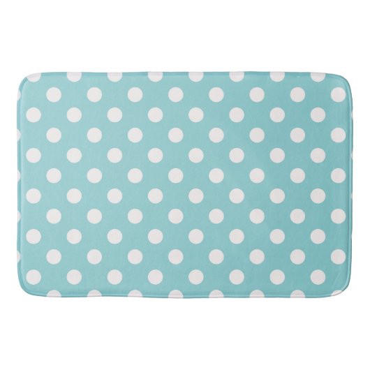 Türkisblau und weiße Polka Dots Dot Badematte (Vorderseite)