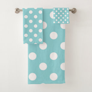 Türkisblau und weiße Polka Dots Dot Badhandtuch Set