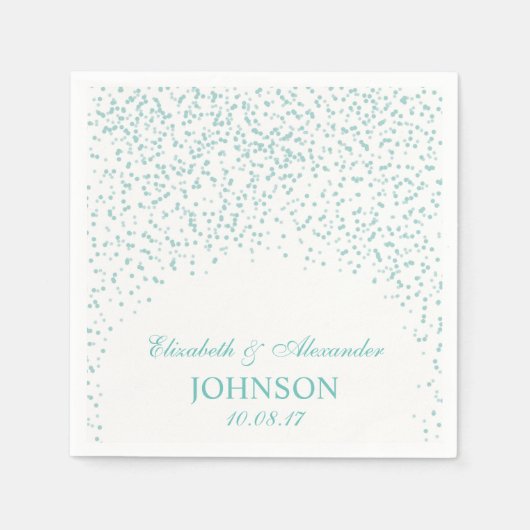 Türkisblau und weißes Hochzeitscofetti Muster Serviette (Vorderseite)