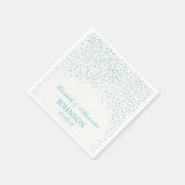 Türkisblau und weißes Hochzeitscofetti Muster Serviette (Ecke)