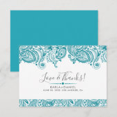 Türkisblau Vintag Paisley Dankeskarte (Vorne/Hinten)