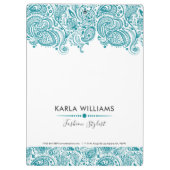 Türkisblau Vintag Paisley Lace Klemmbrett (Rückseite)