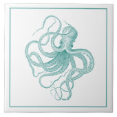 Türkisblau Vintager Wassertopus Fliese (Vorderseite)