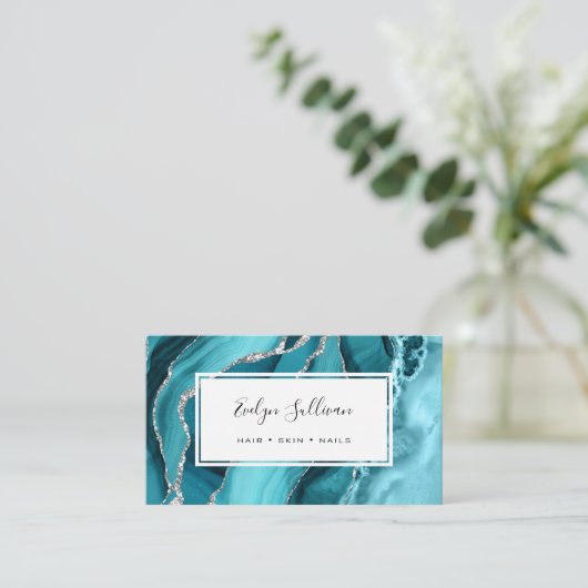 Türkisblau Visitenkarte (Stehend Vorderseite)