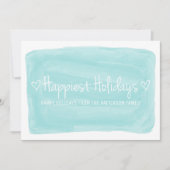 Türkisblau Wasserfarbenfrohe Ferien Feiertagskarte (Vorderseite)