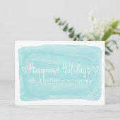 Türkisblau Wasserfarbenfrohe Ferien Feiertagskarte (Stehend Vorderseite)