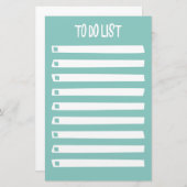 Türkisblau Weiß, einfach zu erledigen Briefpapier (Vorne/Hinten)