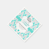 Türkisblau, Weiß Grau, Elephant Babydusche Serviette (Ecke)