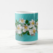 Türkisblau Weiße Blume Tee Tasse (Mittel)