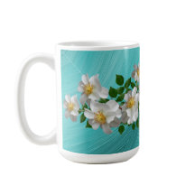 Türkisblau Weiße Blume Tee Tasse