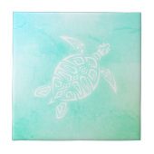 Türkisblau Weiße Küstenküste Meerwasserfarbe Fliese (Vorderseite)