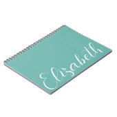 Türkisblau Weiße Minimal Script Einfaches Elegant Notizblock (Linke Seite)