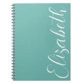 Türkisblau Weiße Minimal Script Einfaches Elegant Notizblock (Vorderseite)