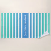 Türkisblau Weißer Streifen Personalisiert Strandtuch (Vorderseite)