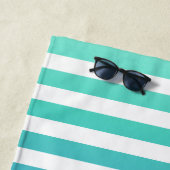 Türkisblau Weißer Streifen Personalisiert Strandtuch (Beispiel)