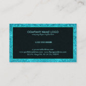 Türkisblau Wildleder Blumenleder Textur Print Visitenkarte (Rückseite)