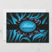 Türkisblau Zebradruck Chic Brautparty Einladung (Vorderseite)