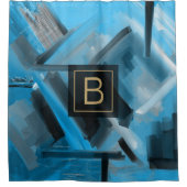 Türkisblaue Abstrakte Kunst Zeitgenössische Malere Duschvorhang (Vorderseite)