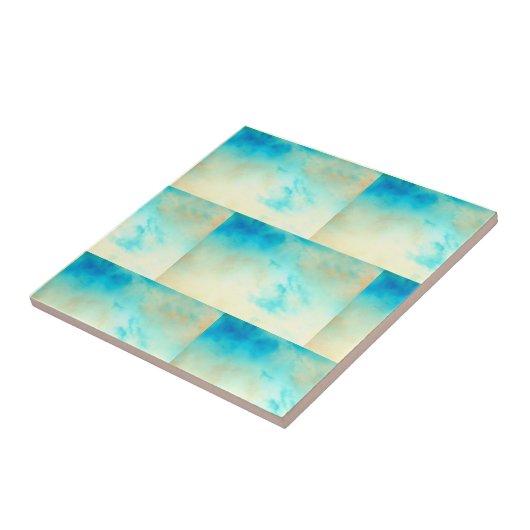 Türkisblaue abstrakte Kunstcreme gebrochen Fliese (Seite)