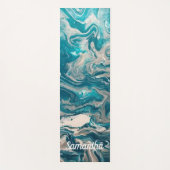 Türkisblaue Abstrakte Personalisierte Yoga Mat Yogamatte (Vorderseite)