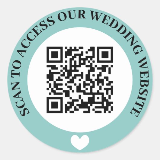 Türkisblaue Access Wedding Website Herzlicher QR C Runder Aufkleber (Vorderseite)