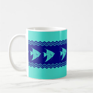 Türkisblaue Angelfische Streifen Kaffeetasse