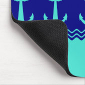 Türkisblaue Ankerküste Streifen Mousepad (Ecke)
