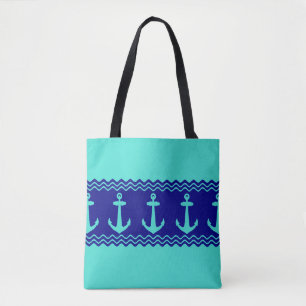 Türkisblaue Ankerküste Streifen Tasche