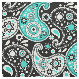 Türkisblaue Aqua und Black Bohemisch Cowgirl Pais Stoff