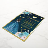 Türkisblaue Aquamarine Blütenschmetterlinge Quince Folieneinladung (Gedreht)