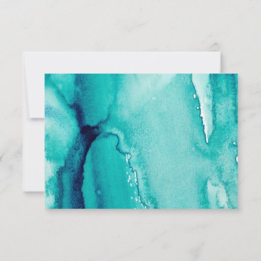 Türkisblaue Aquamarine Wasserfarbenprägung RSVP-Ka RSVP Karte (Rückseite)