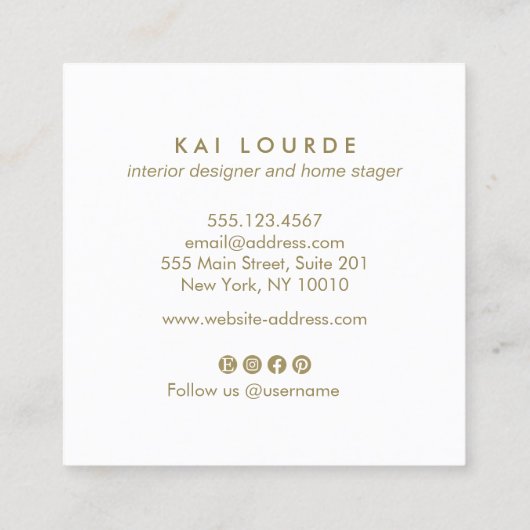 Türkisblaue Aquarellfarben Blätter Squar Quadratische Visitenkarte (Rückseite)