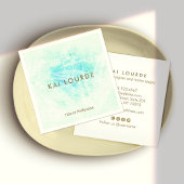 Türkisblaue Aquarellfarben Blätter Squar Quadratische Visitenkarte