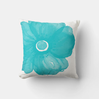 Türkisblaue Aquarellfarben Blume Kissen