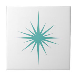 Türkisblaue Atomic Sternexplosion Mitte des Jahrhu Fliese