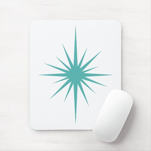 Türkisblaue Atomic Sternexplosion Mitte des Jahrhu Mousepad (Mit Mouse)
