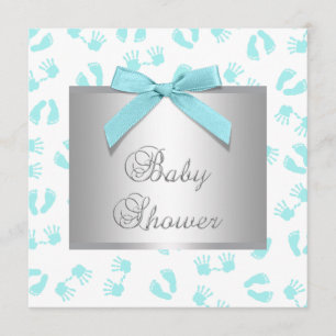 Türkisblaue Babyhände Füße Baby Shower Einladung