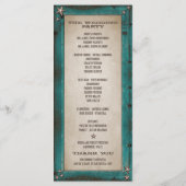 Türkisblaue Barn Wood Stars Western Hochzeitsprogr Programm (Rückseite)