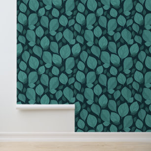 Türkisblaue Basilika Blätter Leaf Muster Tapete