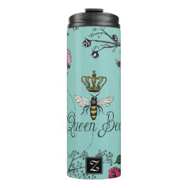 Türkisblaue Biene und Goldkrone Thermosbecher
