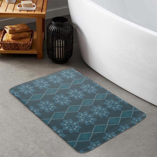 Türkisblaue Blätter Octagon und Diagonal Badematte