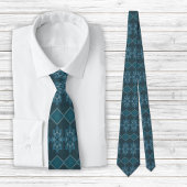 Türkisblaue Blätter Octagon und Diagonal Krawatte
