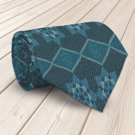 Türkisblaue Blätter Octagon und Diagonal Krawatte