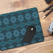 Türkisblaue Blätter Octagon und Diagonal Mousepad